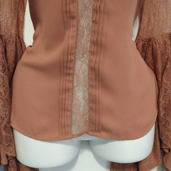 Express - Handkerchief Bell Sleeve Lace Blouse - Picture 5 of 16